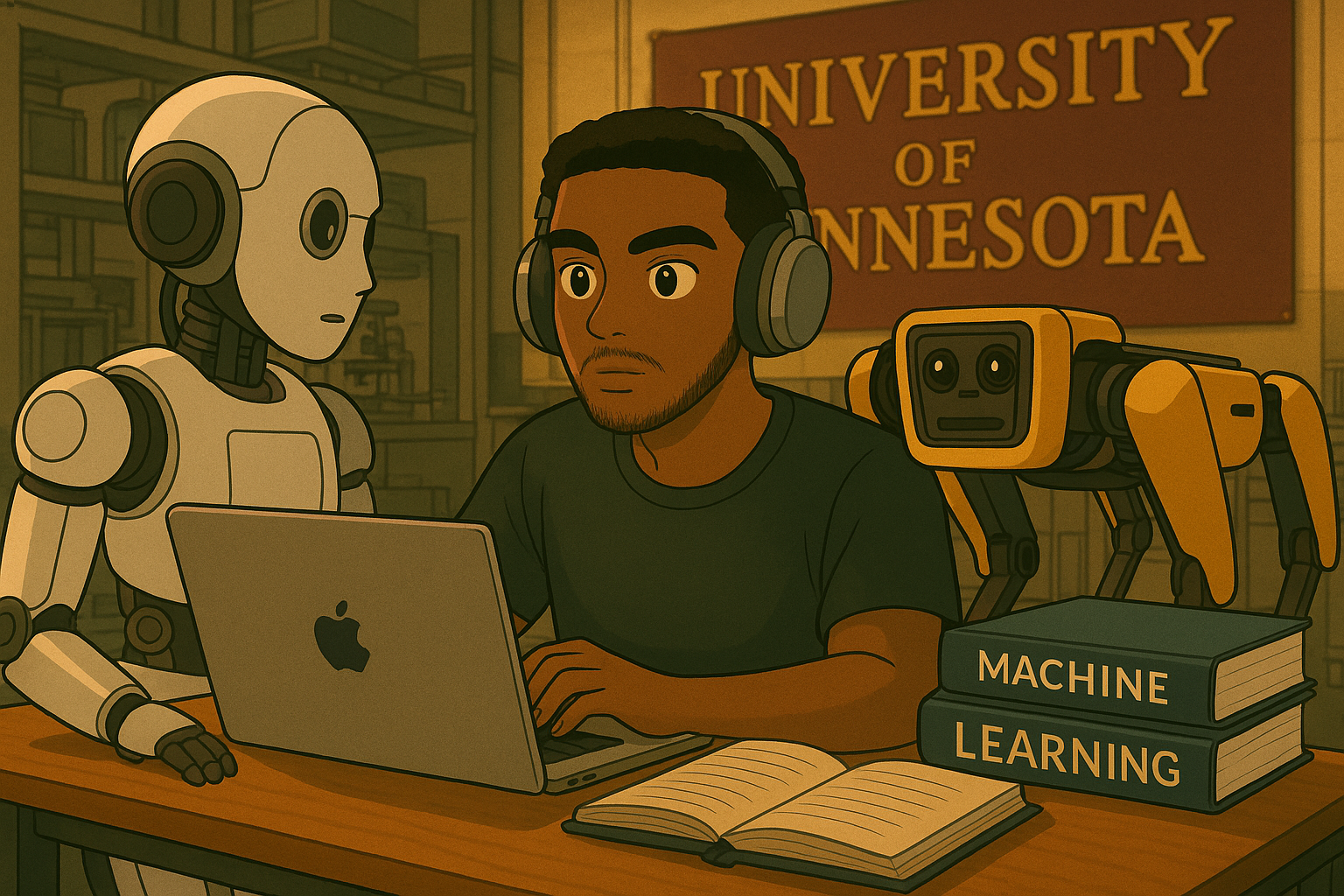 Animated picture of salviya doing machine learning research